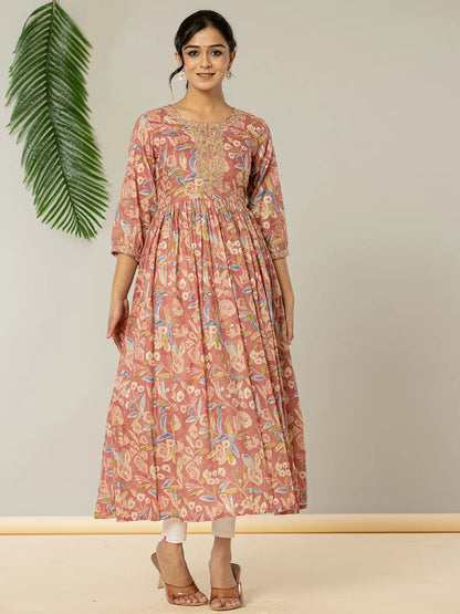 Yufta Pink Pure Cotton Sequins_Work Dress