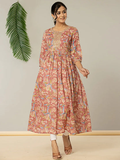Yufta Pink Pure Cotton Sequins_Work Dress