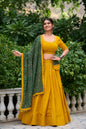 Lorenvalley Mustard Pure Cotton Plain With Gota Patti Touch Up Lehenga Choli