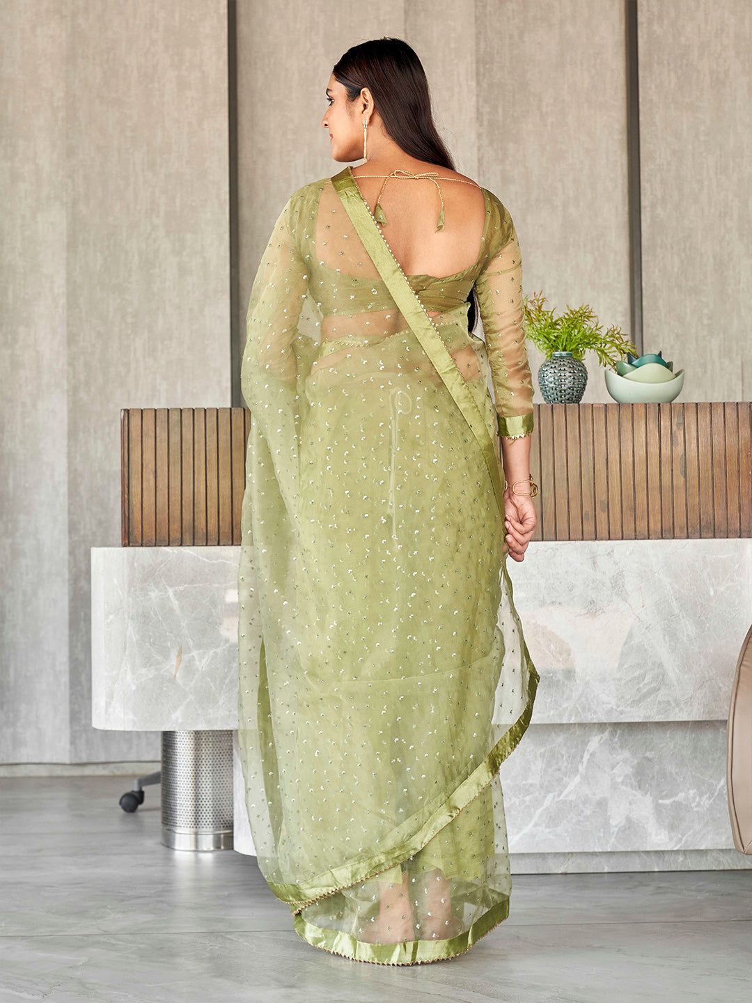 Tikhi Imli Sequinned Organza Saree