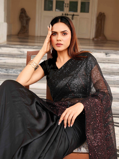 Tikhi Imli Sequinned Satin Heavy Work Saree