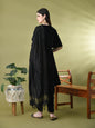 Myshka Women's Black Velvet Kurta Pant With Dupatta Set