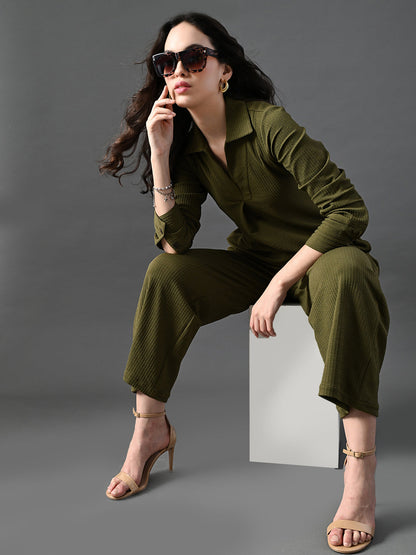 Myshka Women's Olive Everyday Lounge Set