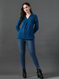 Myshka Women's Classic Blue V-Neck Full Sleeve Top For Daily Wear