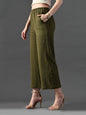 Myshka Women's Olive Traight Fit Party Trouser