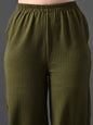 Myshka Women's Olive Traight Fit Party Trouser