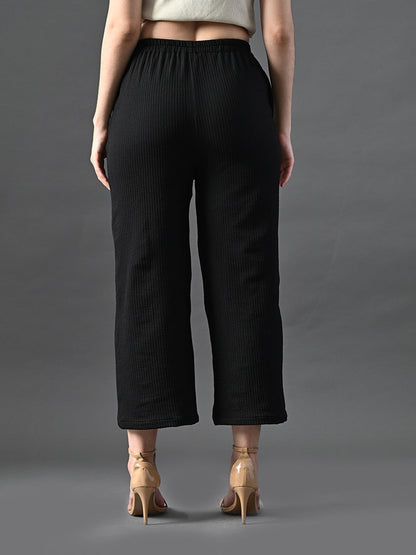 Myshka Women's Black Traight Fit Party Trouser