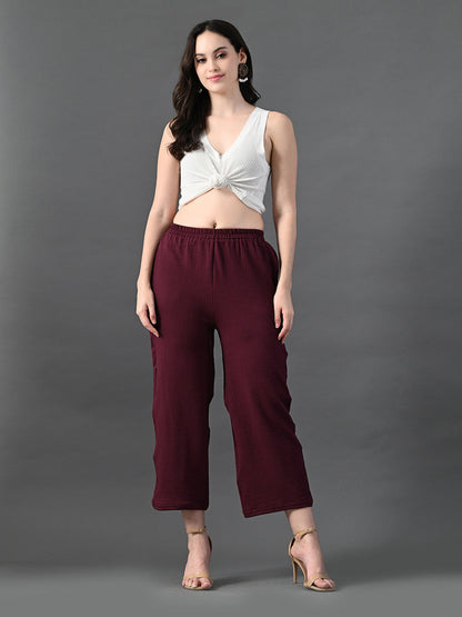 Myshka Women's Magenta Traight Fit Party Trouser