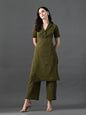 Myshka Women's Olive Green Kurta Set