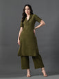 Myshka Women's Olive Green Kurta Set