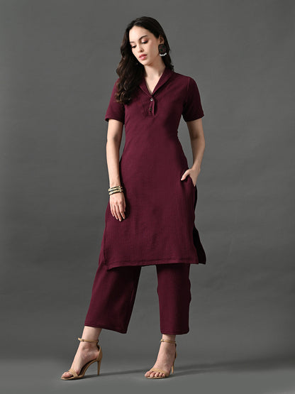 Myshka Women's Magenta Green Kurta Set