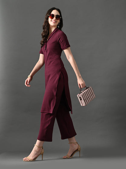 Myshka Women's Magenta Green Kurta Set