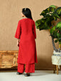 Myshka Kids Girls Calf length Embellished Kurta Set Red Color