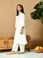 Myshka Kids Girls Calf length Embellished Kurta Set White Color