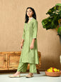 Myshka Kids Girls Calf length Embellished Kurta Set Olive Color