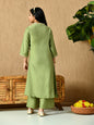 Myshka Kids Girls Calf length Embellished Kurta Set Olive Color