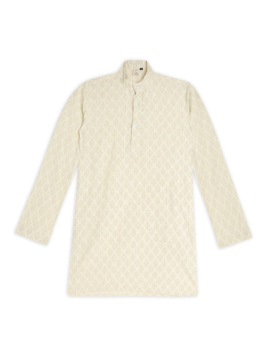 Chilins Ethnic Wear Stylish Printed Cream Kurta for Boys