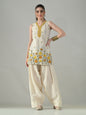 Myshka Women Off White Embroidered Short Kurta With Farsi Salwar