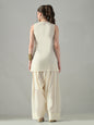 Myshka Women Off White Embroidered Short Kurta With Farsi Salwar