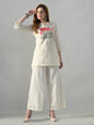 Myshka Women Off White Multicolor Thread Embroidered Co-Ord Set