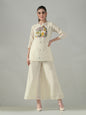 Myshka Women Off White Multicolor Thread Embroidered Co-Ord Set