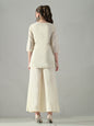 Myshka Women Off White Multicolor Thread Embroidered Co-Ord Set