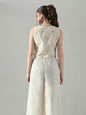 Myshka Women Off White Multicolor Thread Embroidered Waistcoat