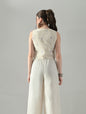 Myshka Women Off White Multicolor Thread Embroidered Waistcoat