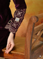 Myshka Women Wine Velvet Embroidered Regular Sleeves Kurta Set