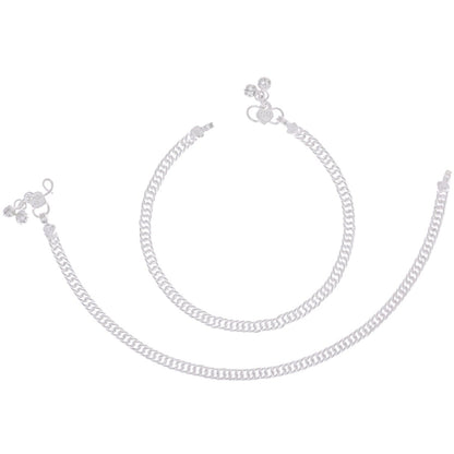 AanyaCentric Silver Plated Traditional Anklets Payal - Classic and Stylish for Women and Girls
