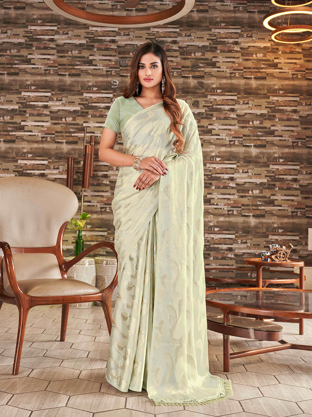 Tikhi Imli Embellished Jacquard Satin Ready to Wear Saree