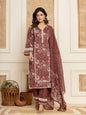 Yufta Maroon Floral Print Cotton Straight Style Kurta And Trouser With Dupatta