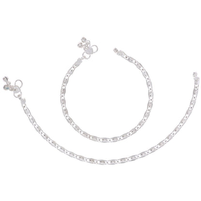 AanyaCentric Silver Plated Traditional Anklets Payal - Classic and Stylish for Women and Girls
