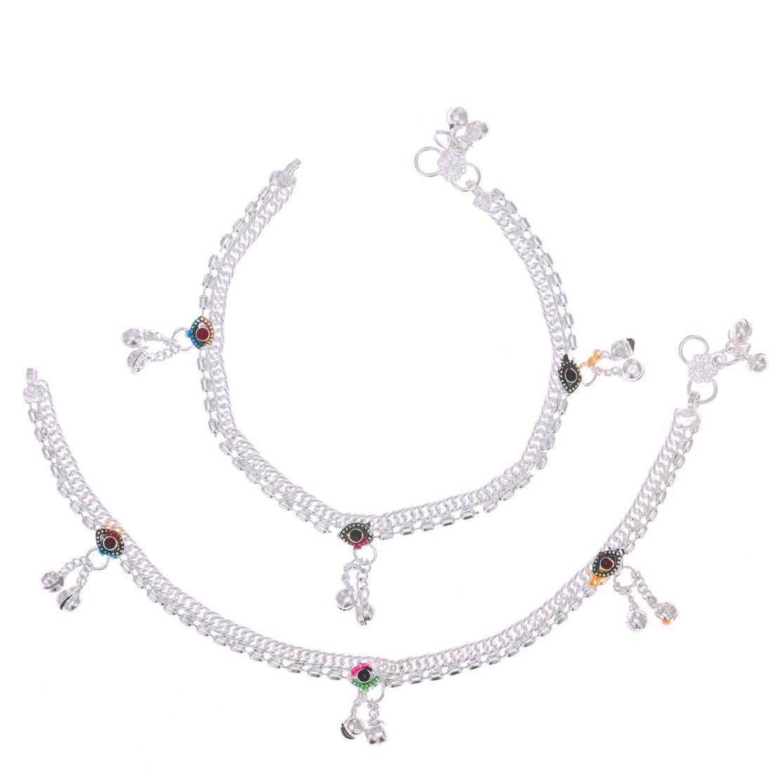 AanyaCentric Silver Plated Traditional Anklets Payal - Classic and Stylish for Women and Girls