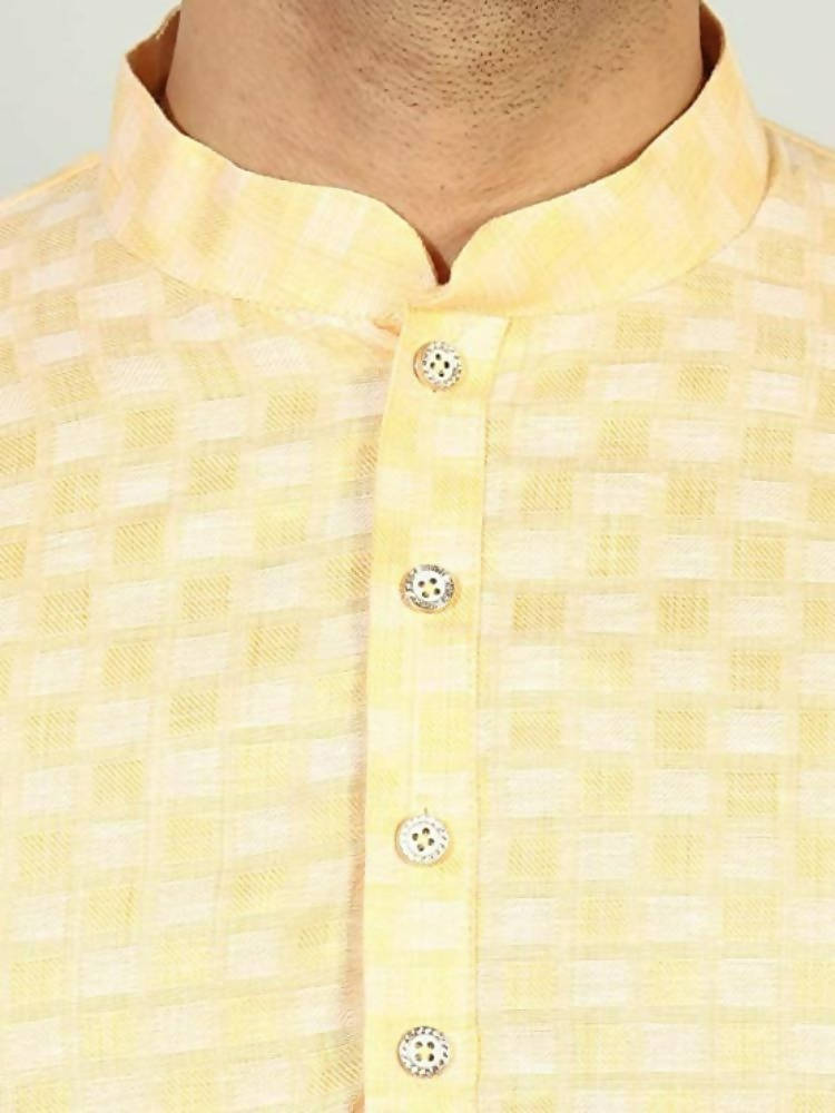Uri And Mackenzie Mens Casual Cotton Blend kurta Pajama Set (Light Yellow)