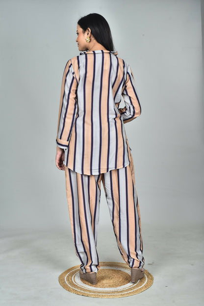 Morchari Digital Print Semi Muslin Co-Ord Set Top & Trouser-Multicolor