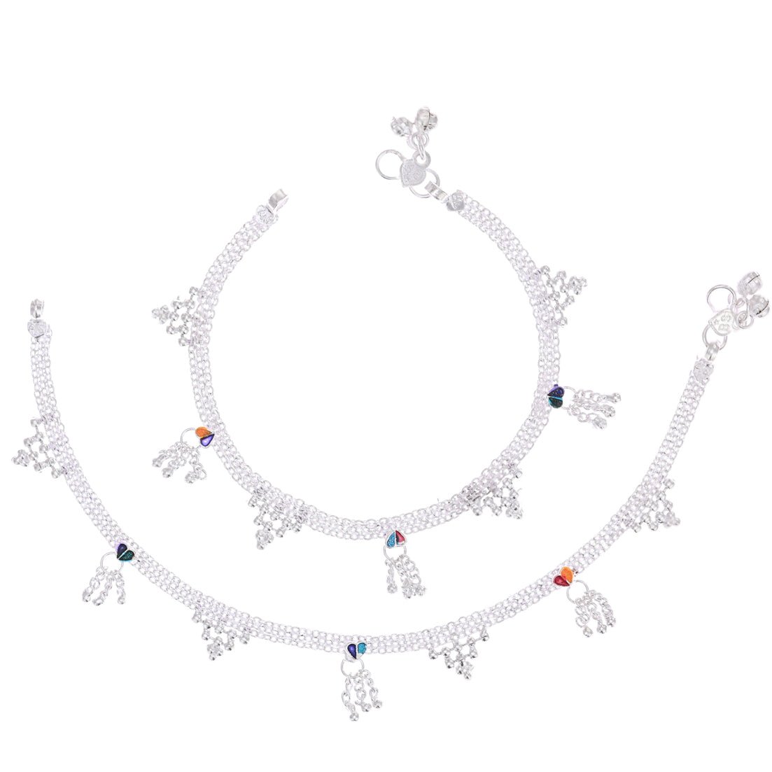 AanyaCentric Silver Plated Traditional Anklets Payal - Classic and Stylish for Women and Girls