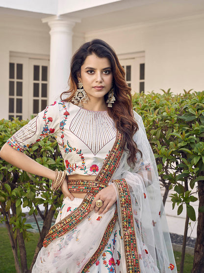 Myra White Silk Heavy Embroidered Lehenga