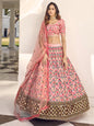 Myra Pink Art Silk Heavy Embroidered Lehenga