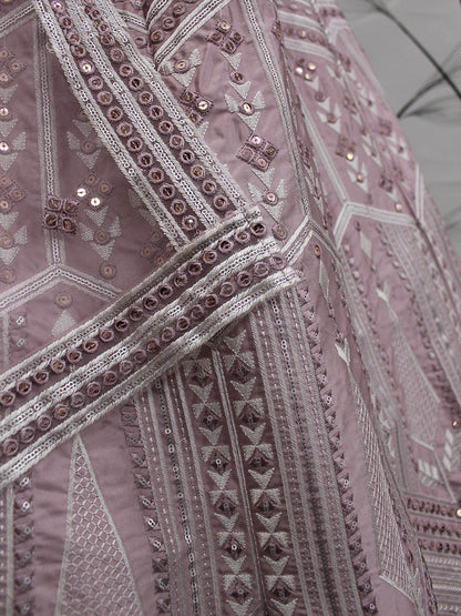 Myra Dusty Pink Pink Art Silk Embroidered Designer Lehenga