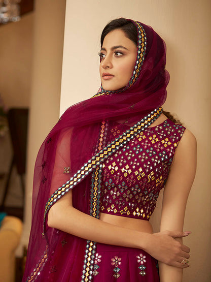 Myra Deep Pink Georgette Embroidered Designer Lehenga
