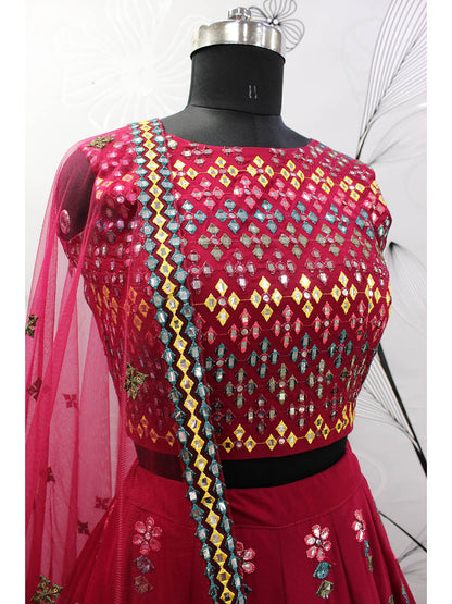 Myra Deep Pink Georgette Embroidered Designer Lehenga