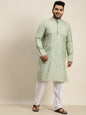 Sojanya Plus Men Green Jacquard Self Design Kurta with Pyjamas