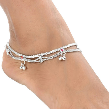 AanyaCentric Silver Plated Traditional Anklets Payal - Classic and Stylish for Women and Girls