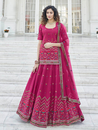 Myra Deep Pink Embroidered Designer Lehenga