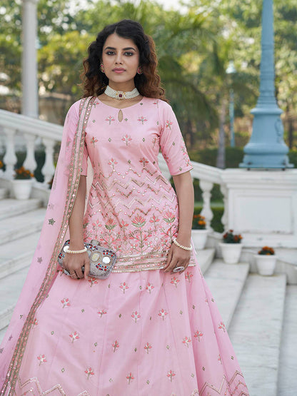 Myra Baby Pink Embroidered Designer Lehenga