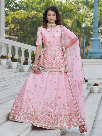 Myra Baby Pink Embroidered Designer Lehenga