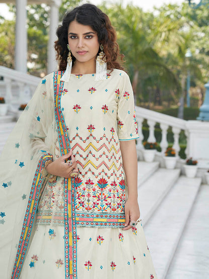 Myra Off White Embroidered Designer Lehenga