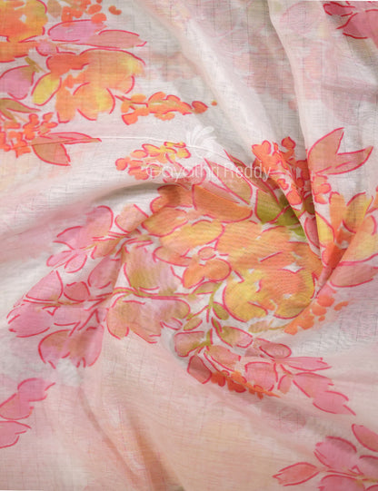 Shades of Milk White Colour Floral Design Chander Printed Saree By Gayathri Reddy Designer Studio