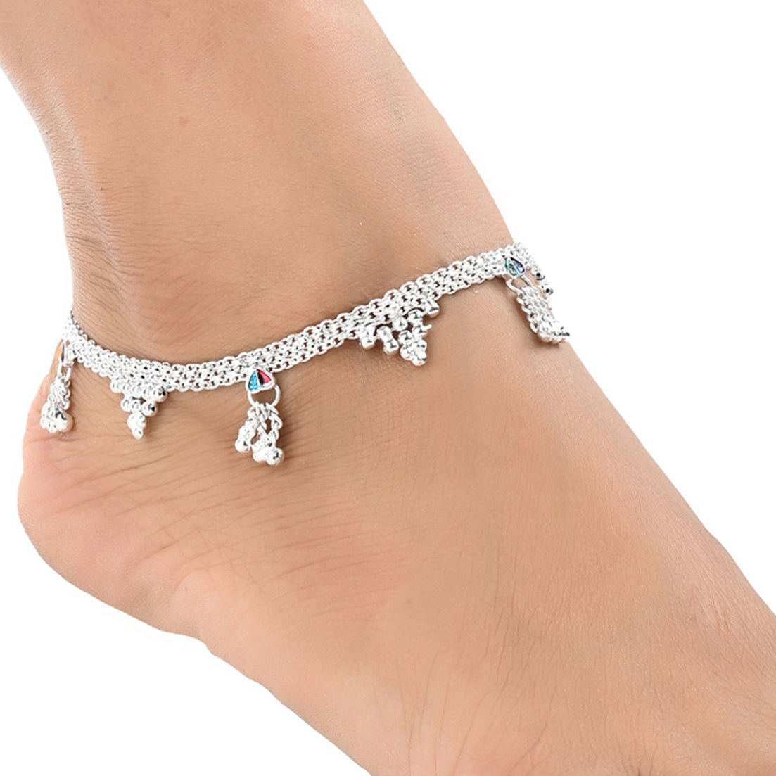 AanyaCentric Silver Plated Traditional Anklets Payal - Classic and Stylish for Women and Girls